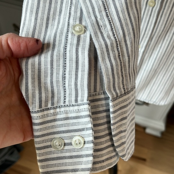 Private Club Button Down Front Gray White Stripe Mens 15.5 32/33 Shirt - Picture 4 of 10